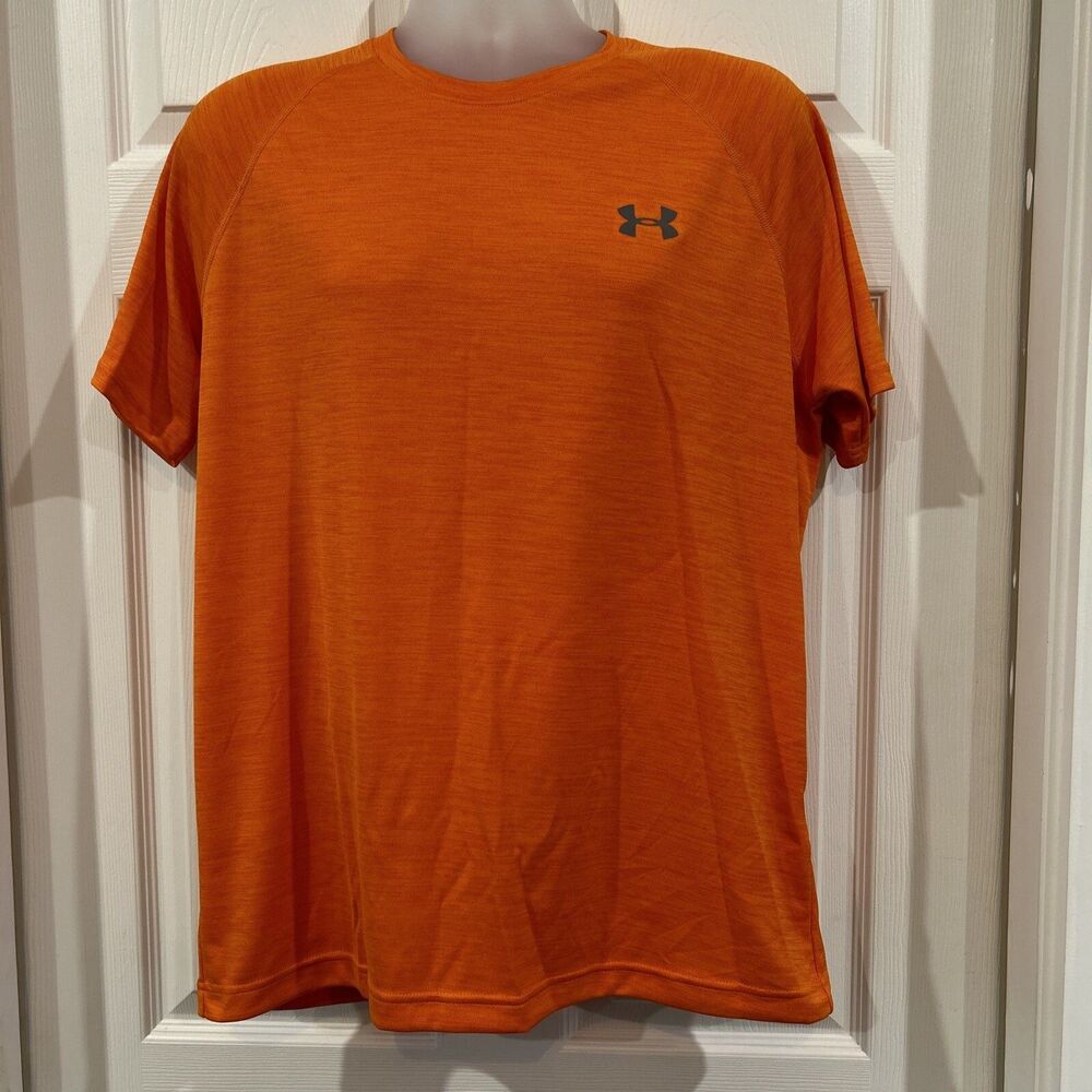 Under Armour Heat Gear Shirt Loose Fit Orange Fitness Active T Shirt Men's M